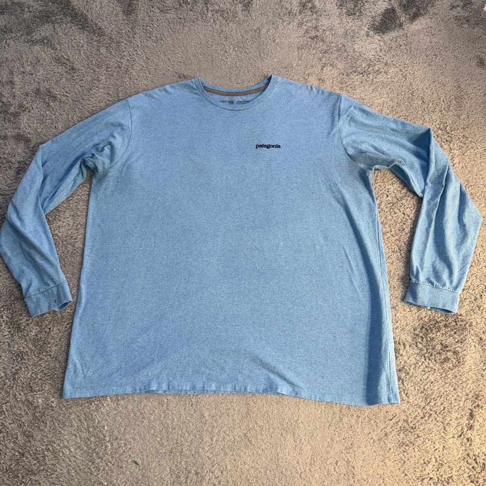 Patagonia Mens Responsibili-Tee Long Sleeve T-Shirt XXL Blue Heather Recycled
